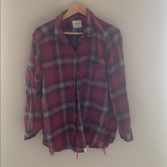 Frayed Red Plaid Shirt - Picture 1 of 4
